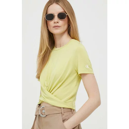 Calvin Klein Jeans Kratka majica ženski, rumena barva