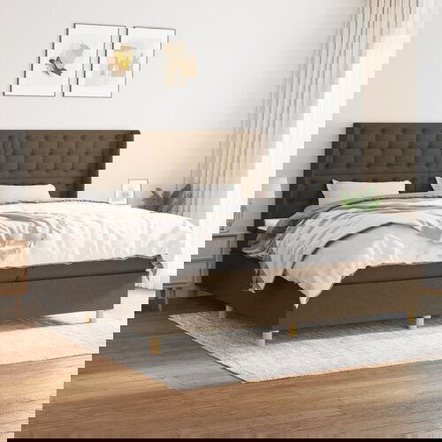 The Living Store Box spring postelja z vzmetnico temno rjav 200x200 cm blago - Box Spring Postelja, (21517164) Cene