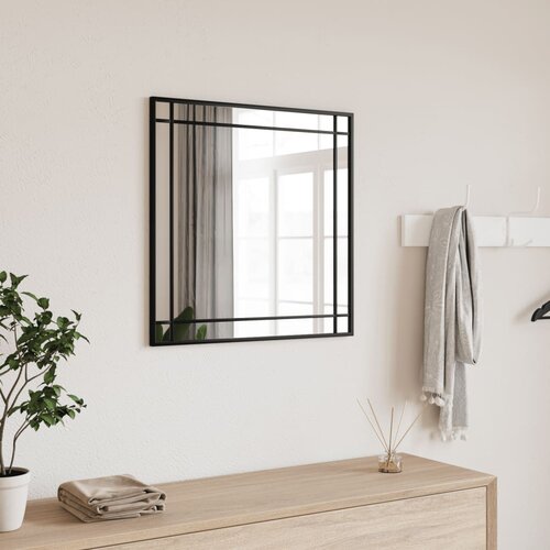 vidaXL Zidno ogledalo crno 60 x 60 cm četvrtasto željezno Cijene