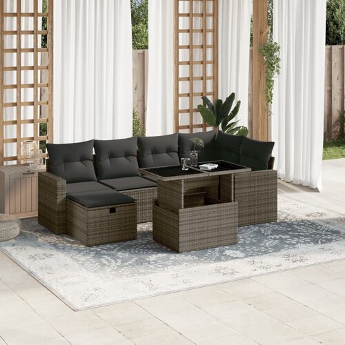 vidaXL 7-dijelni set vrtnih sofa sivi od poliratana Cijene