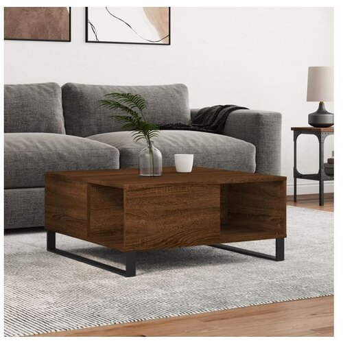 VidaXL Klubska mizica rjavi hrast 80x80x36,5 cm inzenirski l Slike