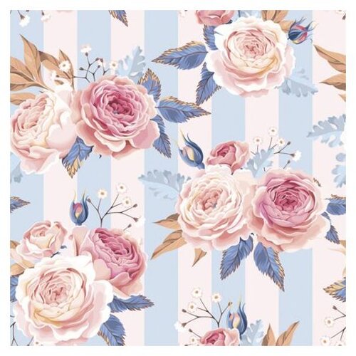  Decoupage salvete - Pink Roses on Blue Stripes - 1 kom (tehnika salveta) KORI&amp;Scaron;TENO Slike