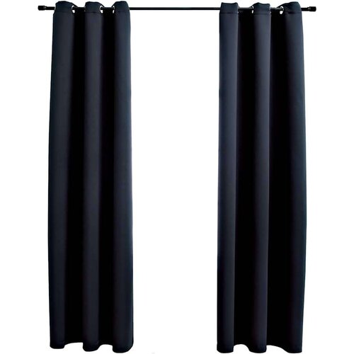 vidaXL Zatemnitvene zavese z obroči 2 kosa črne 97x213 cm blago Cene