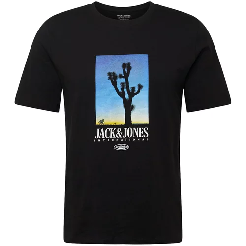 Jack & Jones Majica 'LUCCA' neonsko modra / rumena / črna / bela