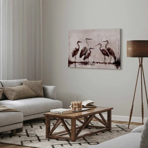  Slika - Herons painted with ink 90x60 Na talijanskom platnu Slike