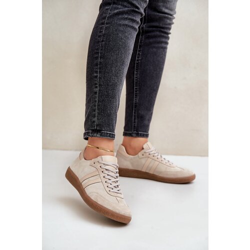 Zazoo Low suede women's sneakers beige N1068 Cene