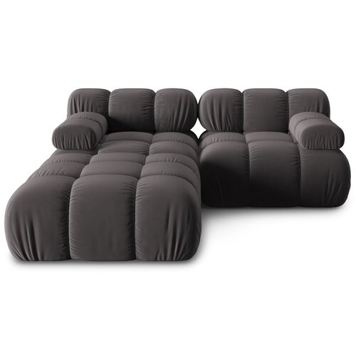 Micadoni Home temno siva žametna kotna sedežna garnitura (levi kot) bellis &amp;ndash; Slike