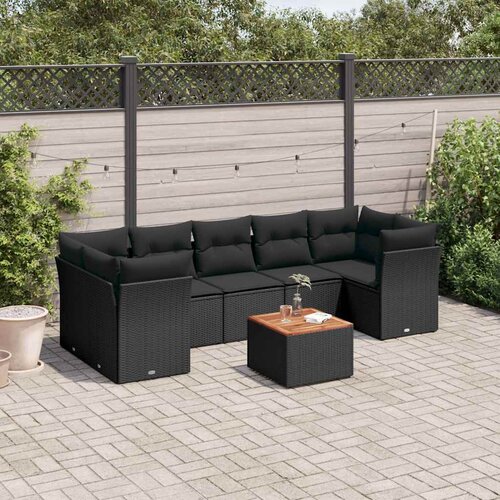  8-dijelni set vrtnih sofa od poliratana s jastucima crni Crna 62 x 62 x 69 cm Cene