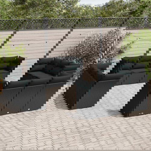 VidaXL 12-dijelni set vrtnih sofa od poliratana s jastucima crni Slike