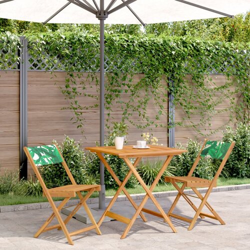 VidaXL 3-dijelni bistro set od tkanine i masivnog drva uzorkom li&amp;scaron;ća Slike