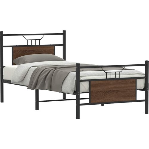 vidaXL Posteljni okvir brez vzmetnice hrast 90x190 cm inženirski les Cene