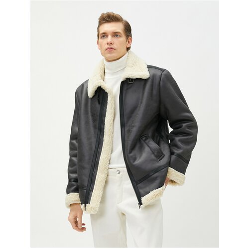 Koton Leather Look Jacket Faux Fur Detailed Waterproof Slike