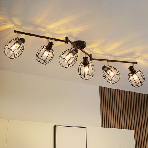 Nettlife 6-lučna vintage črna kristalna stropna svetilka E14 za industrijski hodnik, vrtljiva za 350°, (22116922) Cene