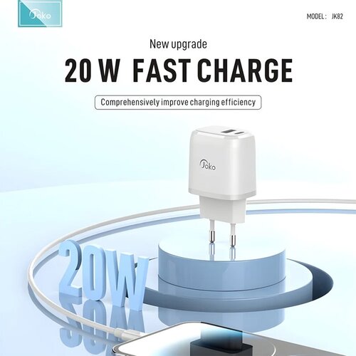  Kućni punjač KONFULON Joko JK82 + PX14 PD 20W/ USB 18W sa kablom USB na iPhone Lightning beli 1m Cene