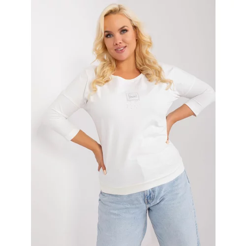 Fashion Hunters Ecru cotton blouse of larger size with application
