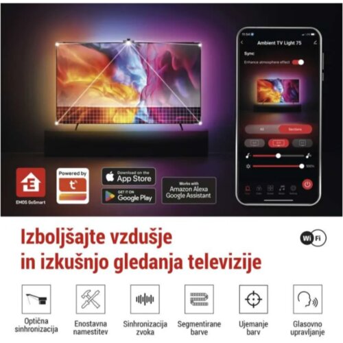 Emos GoSmart Ambientna LED RGB osvetlitev za TV 75&amp;quot; (190 cm) Slike