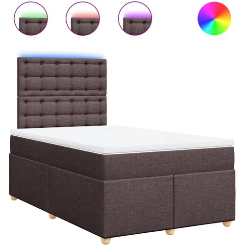 VidaXL Box spring postelja z vzmetnico temno rjava 120x190 cm blago, (21305019) Slike