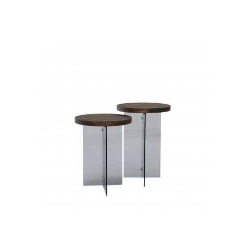 Hanah home set stolova serenity 2 walnut dark grey Slike