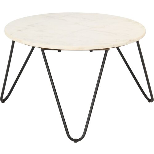VidaXL Klubska mizica bela 65x65x42 cm pravi kamen z marmorno teksturo, (20712885) Slike