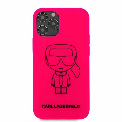 Karl Lagerfeld Originalen ovitek KLHCP12MSILFLPI za iPhone 12 ali 12 Pro pink silikonska za&amp;scaron;čita - Full Body Iconic Slike