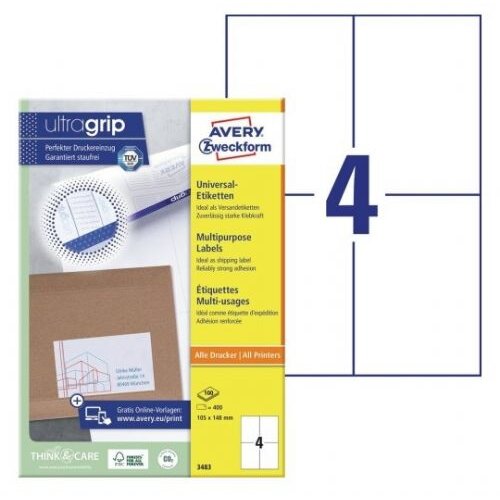 Zweckform AVERY ZWECKFORM naljepnice 105x148mm 100 listova Slike