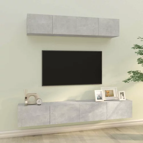  Komplet TV omaric 4-delni betonsko siv inženirski les, (20732487)