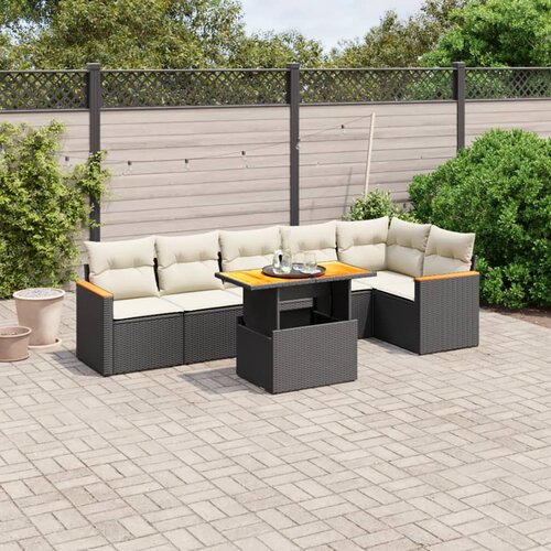 VidaXL 7-dijelni set vrtnih sofa od poliratana s jastucima crni Slike