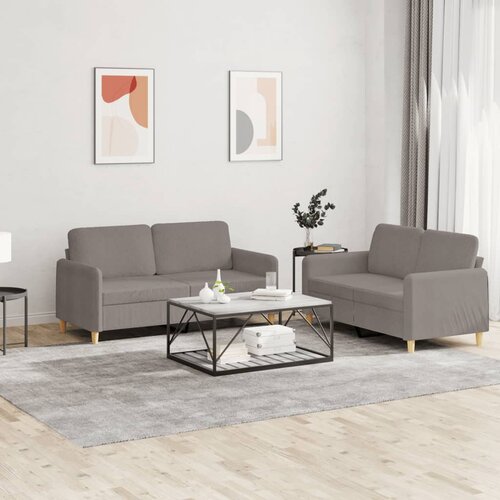  2-dijelni set sofa s jastucima smeđesivi od tkanine Cijene