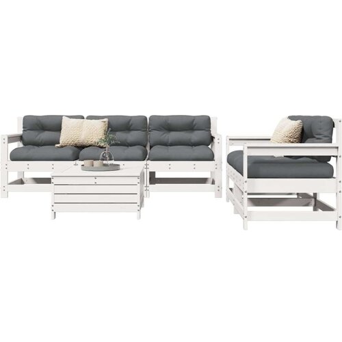  6-dijelni set vrtnih sofa bijeli od masivne borovine Cijene