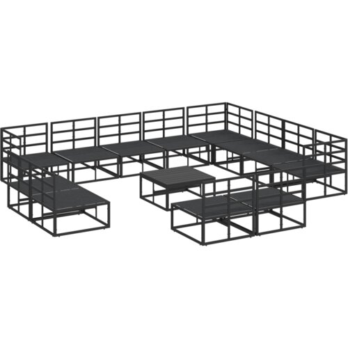VidaXL Vrtna sedežna garnitura 13 pcs Črna 70 x 70 x 32 cm Aluminij Slike
