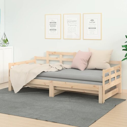  Dnevni ležaj na izvlačenje od masivne borovine 2 x (80x200) cm Slike