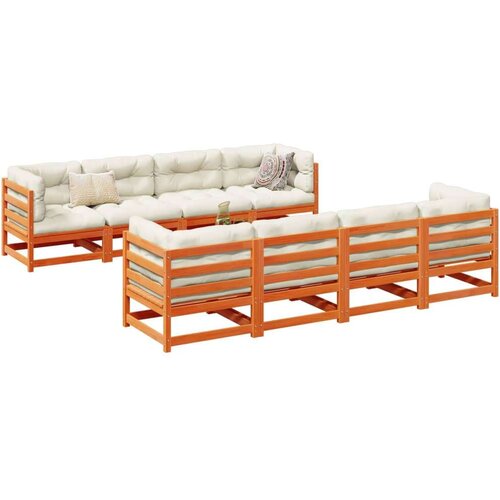  9-dijelni set vrtnih sofa s jastucima voštano smeđi od borovine Cijene