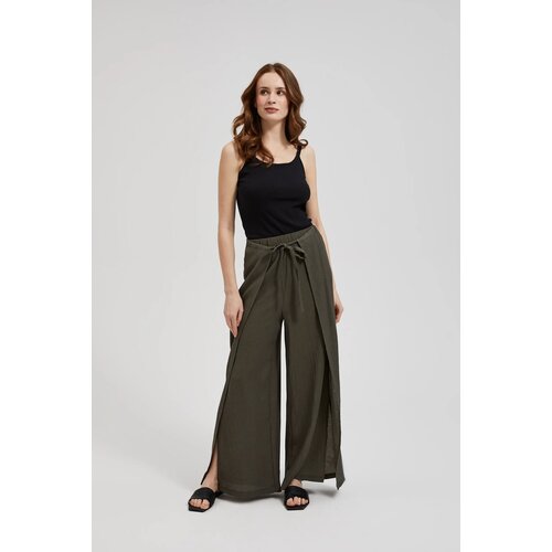 Moodo women's wide trousers with elastic waistband - olive Cene