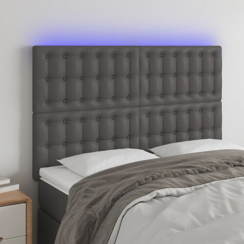 VidaXL LED uzglavlje sivo 144x5x118/128 cm od umjetne kože Slike