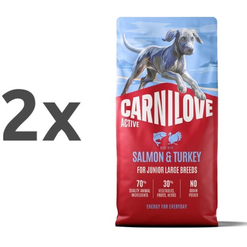 Carnilove Dog Active Junior Large, briketi - losos in puran 2 x 12 kg Slike