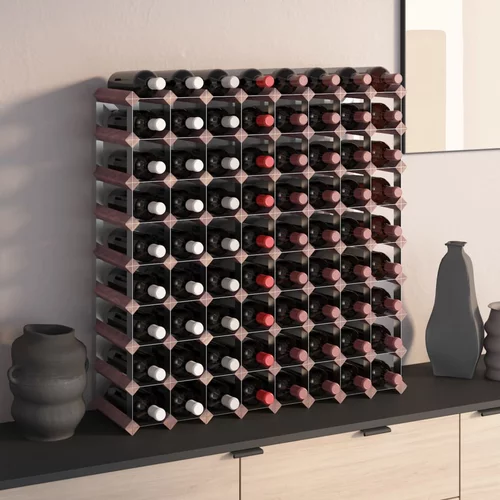 vidaXL Stojalo za vino za 72 steklenic rjavo trdna borovina