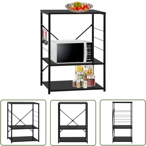 The Living Store Omarica za mikrovalovno pečico črna 60x39,6x79,5 cm inž. les - Omarica Za Mikrovalovno Pečico, (21745053) Cene