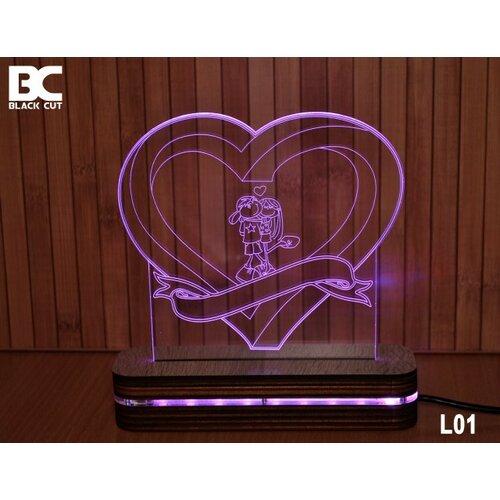Black Cut 3D lampa jednobojna - forever in love ( L01 ) Slike