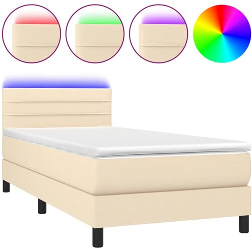  box spring s madracem LED krem 80 x 200 cm od tkanine Slike