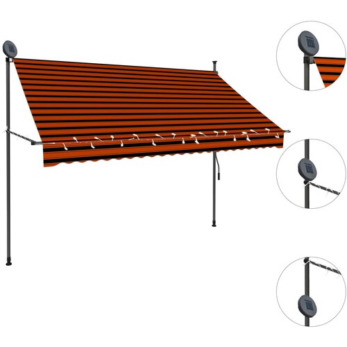 Maison Chic Ročno zložljiva tenda - Senčniki z LED lučkami 250 cm oranžna in rjava, (22041289) Cene