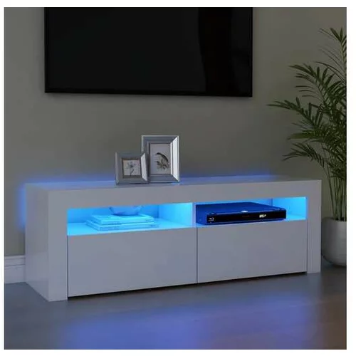 TV omarica z LED lučkami bela 120x35x40 cm