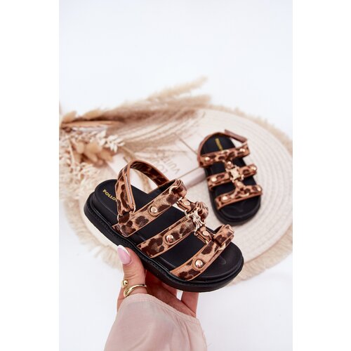 Boto Girls Sandals With Golden Detail Leopard Lunessa Cene