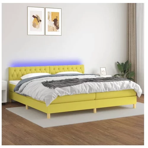 Den Box spring postelja z vzmetnico LED zelena 200x200 cm blago
