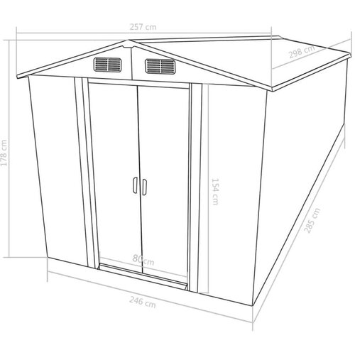 VidaXL vrtna kućica od metala 257 x 298 x 178 cm antracit Slike