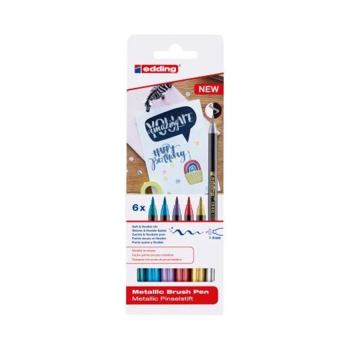  Brush flomasteri E-1340, 1-6 mm metalik set 1/6 Edding sortirano Slike