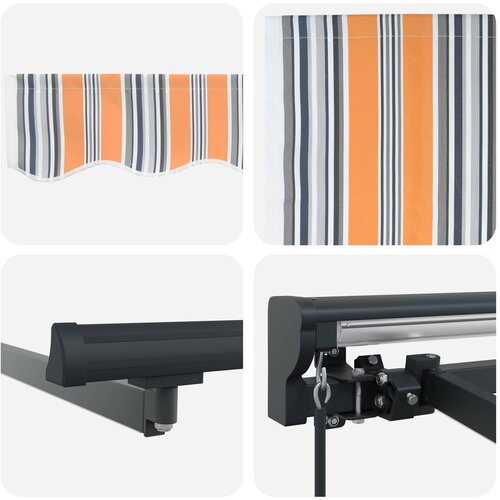  Ručni okvir tende s LED-ima Plava, Narančasta, Antracit 4 &amp;times; 3 m Slike