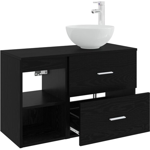  Set namje&amp;scaron;taja za kupaonicu 2 kom. Crni hrast Konstruirano drvo Crna 49,5 x 41 x 80 cm Slike