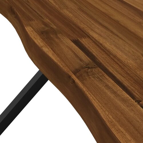  Stol za blagovanje s prirodnim rubom 140 x 70 x 75 cm Prirodna - Prirodna i crna 140 x 70 x 75 cm Živi rub Slike