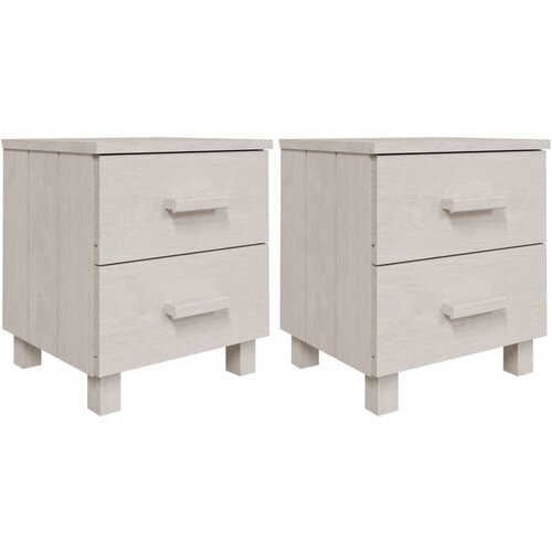 Maison Chic Dvo delni komplet Nočne omarice - Nočne mize HAMAR bela 40x35x44,5 cm trdna borovina, (21687165) Slike