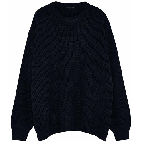 Trendyol Navy Blue Plus Size Men's Oversize Fit Wide fit Crew Neck Basic Knitwear Sweater Cene